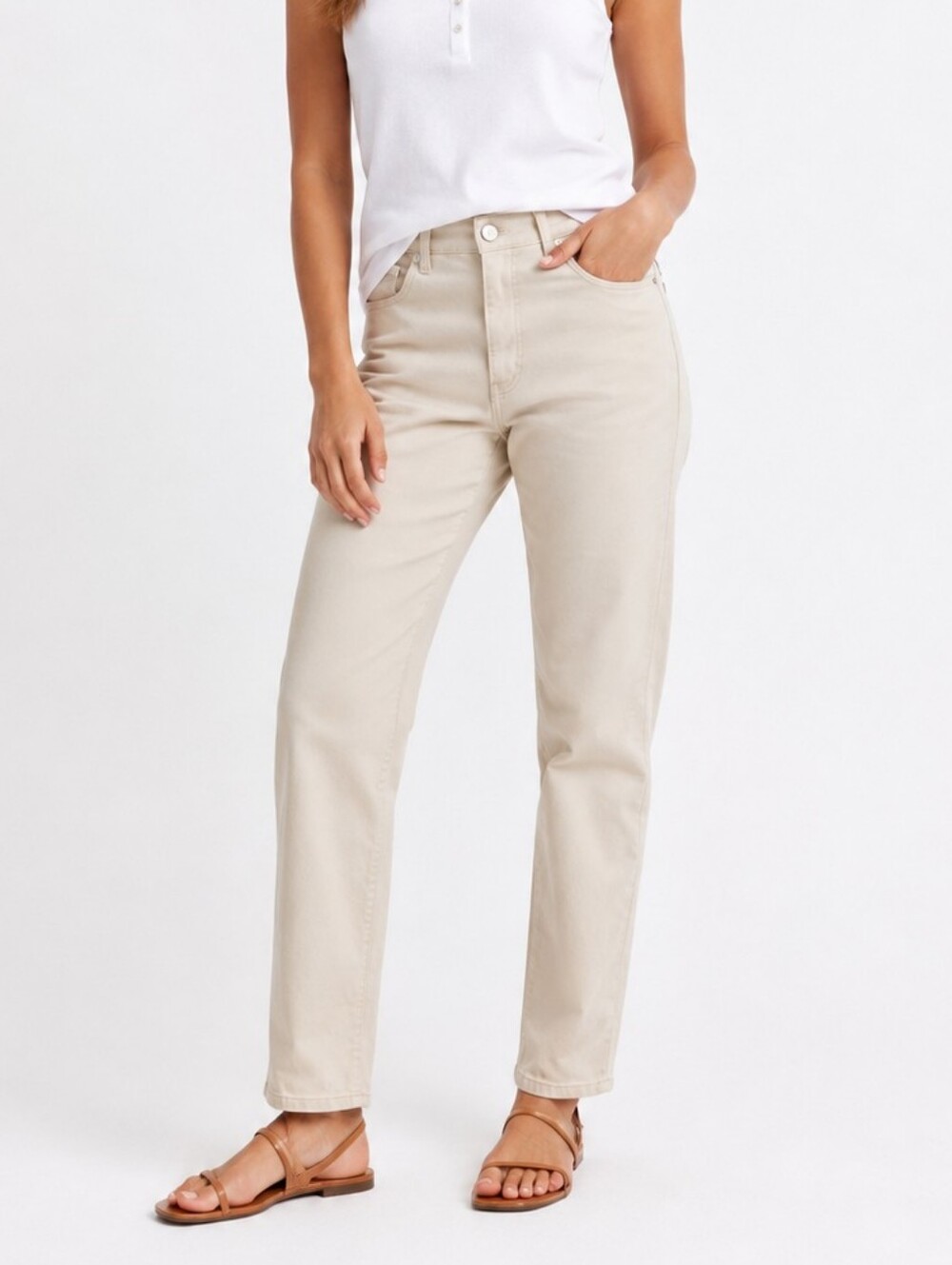 L.L.Bean Beige Cotton Chino Pants Womens Size 14 Straight Leg